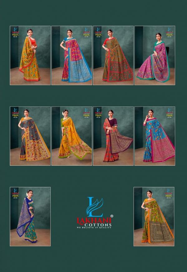 Lakhani Peacock Printed Cotton Saree Collection